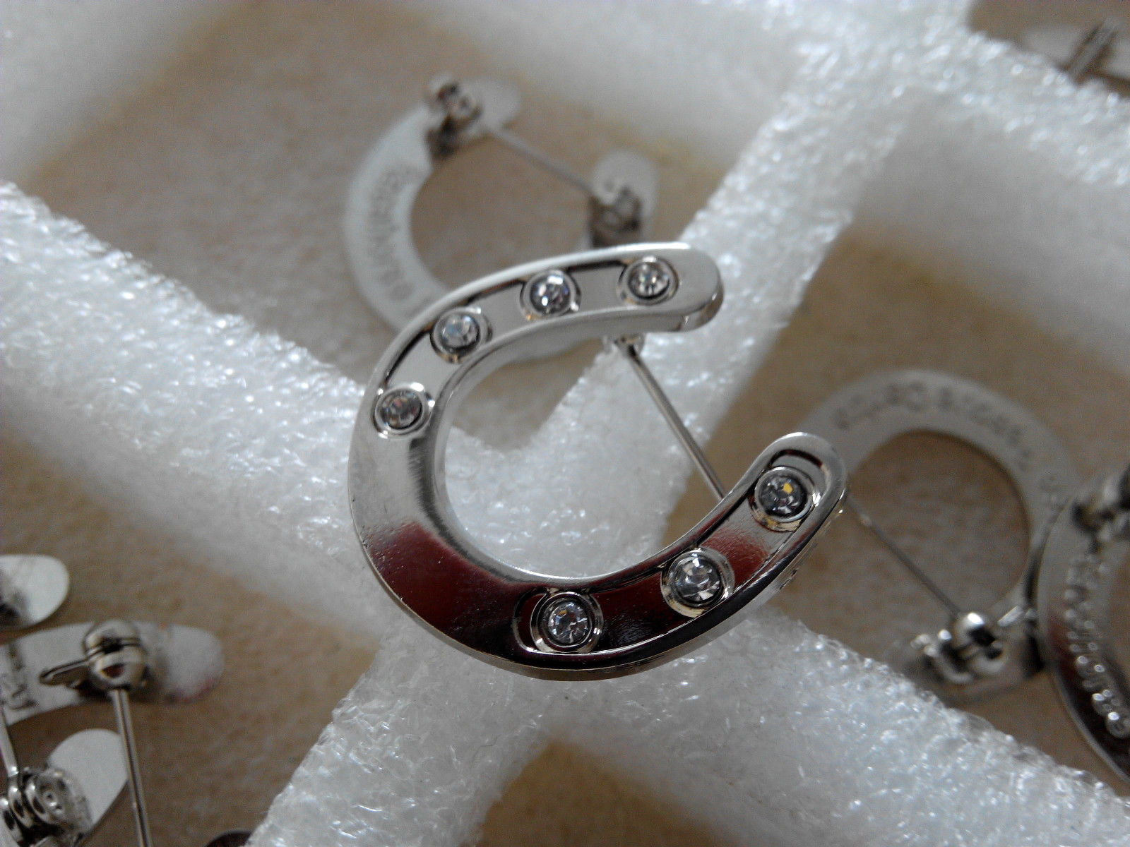 Lucky Horseshoe Brooch with 7 Crystals